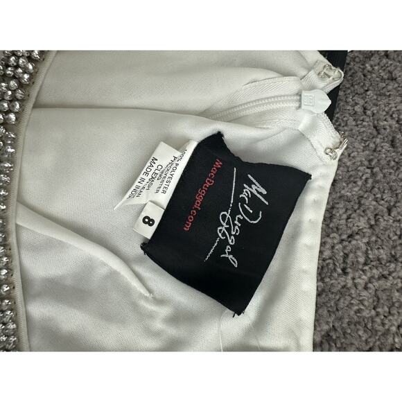 New MacDuggal White Beaded Sleeveless Textured 93551 WHT Dress Size 8 - Picture 4 of 12